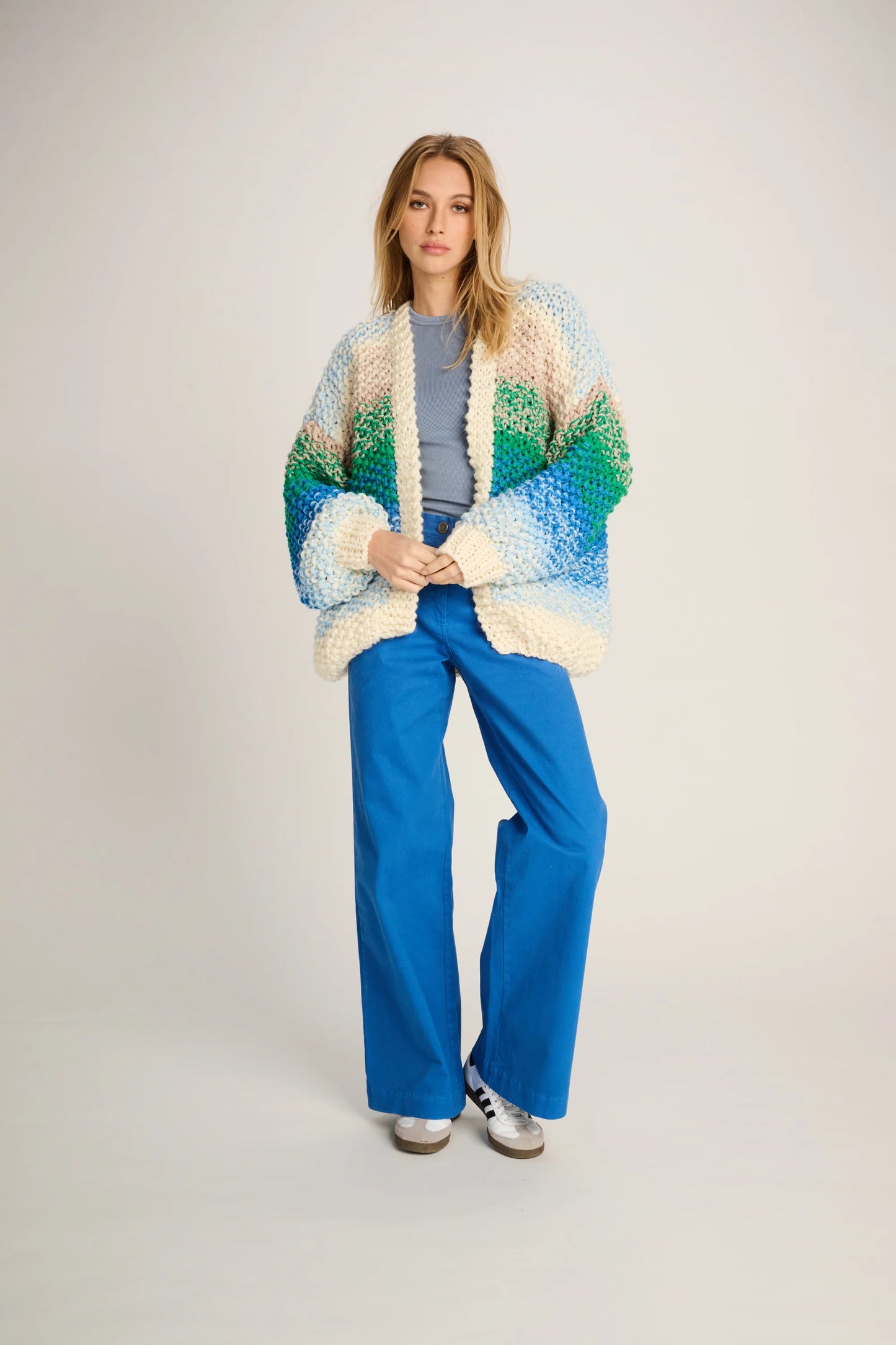 Les Tricots D'o | Rachel Cardigan - Off White / Green / Blue