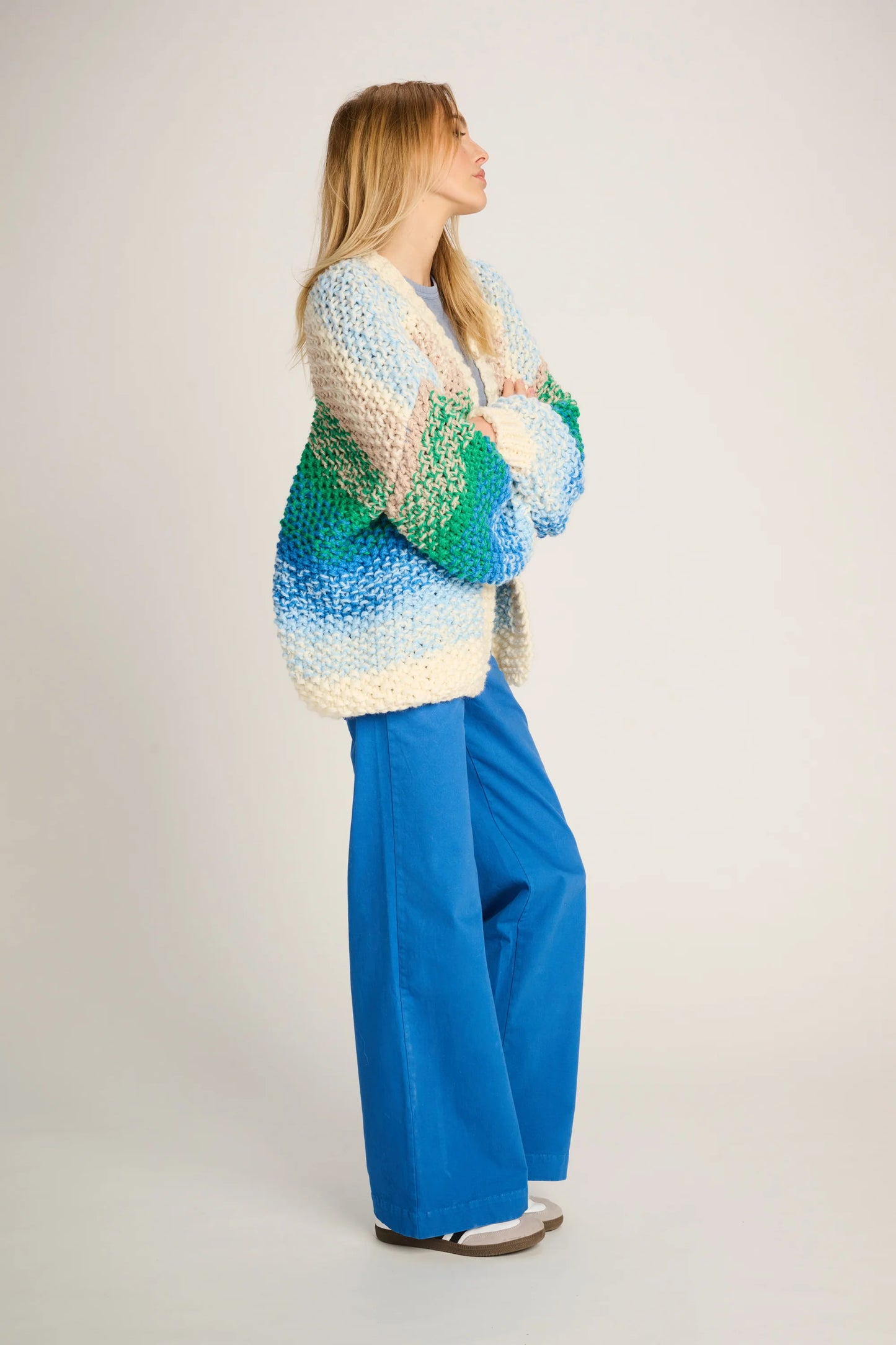 Les Tricots D'o | Rachel Cardigan - Off White / Green / Blue