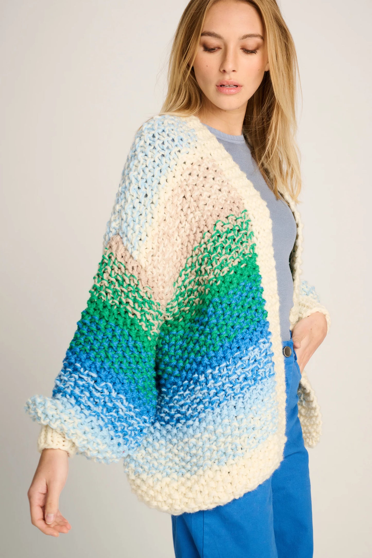 Les Tricots D'o | Rachel Cardigan - Off White / Green / Blue