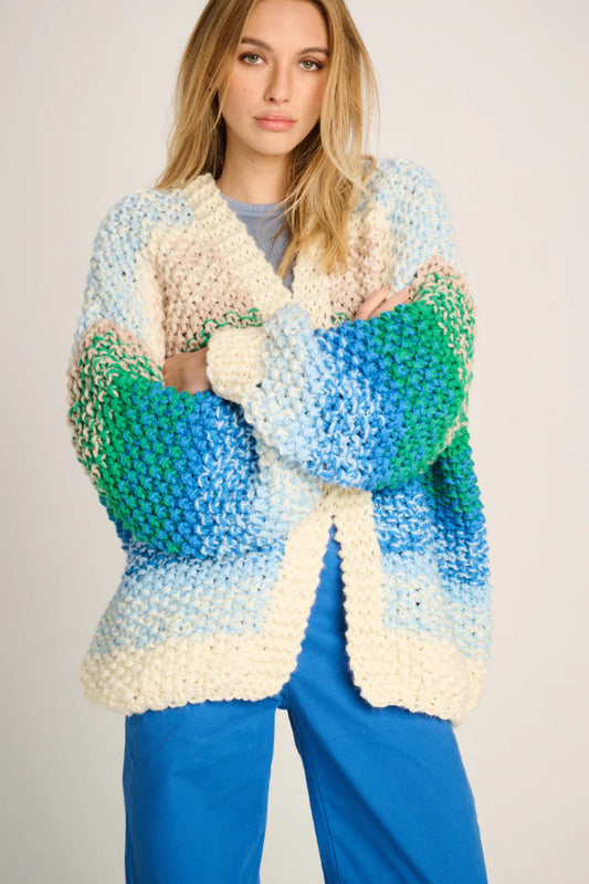 Les Tricots D'o | Rachel Cardigan - Off White / Green / Blue