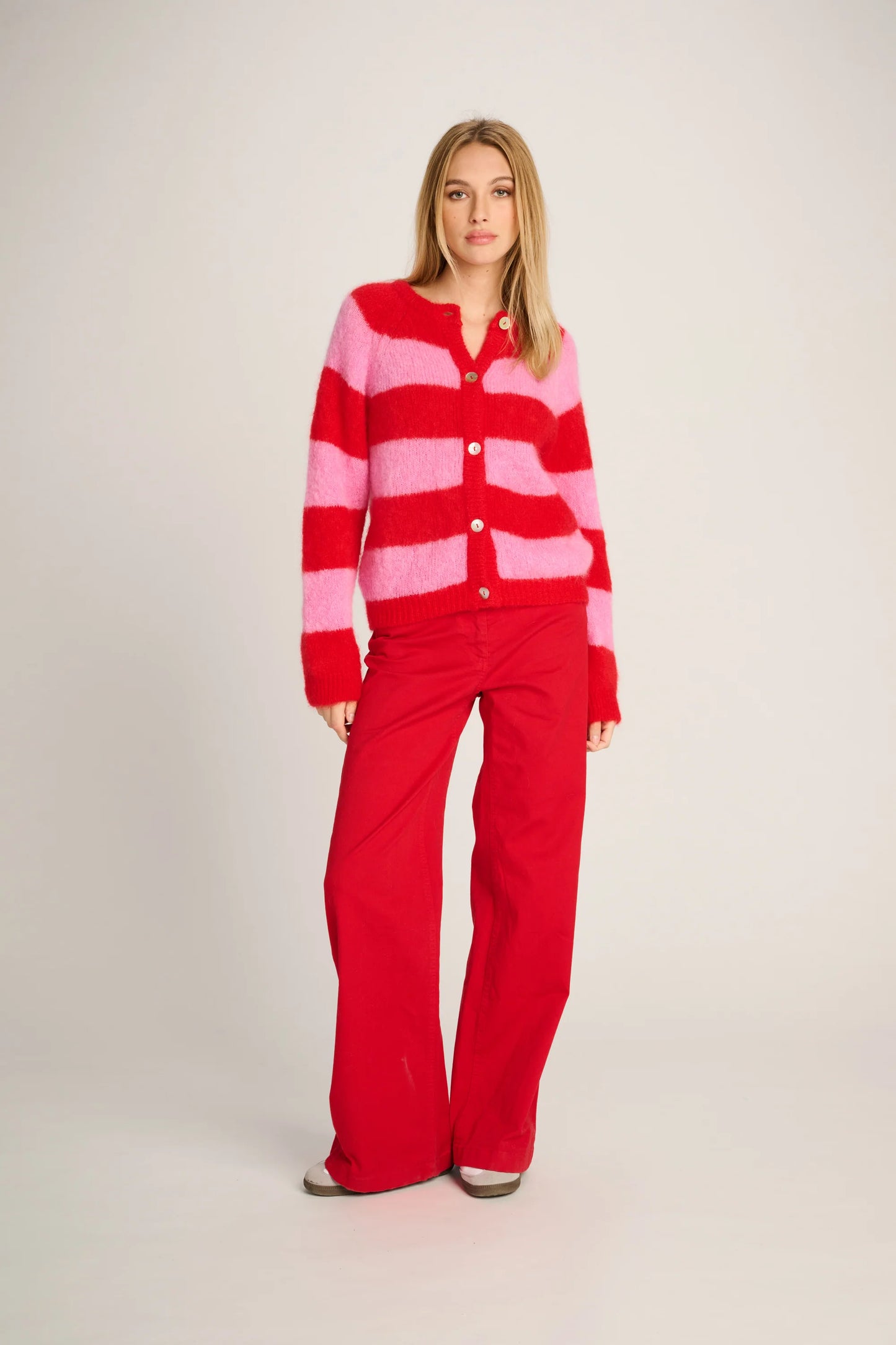Les Tricots D'o | Alice Cardigan - Striped Candy Pink / Red