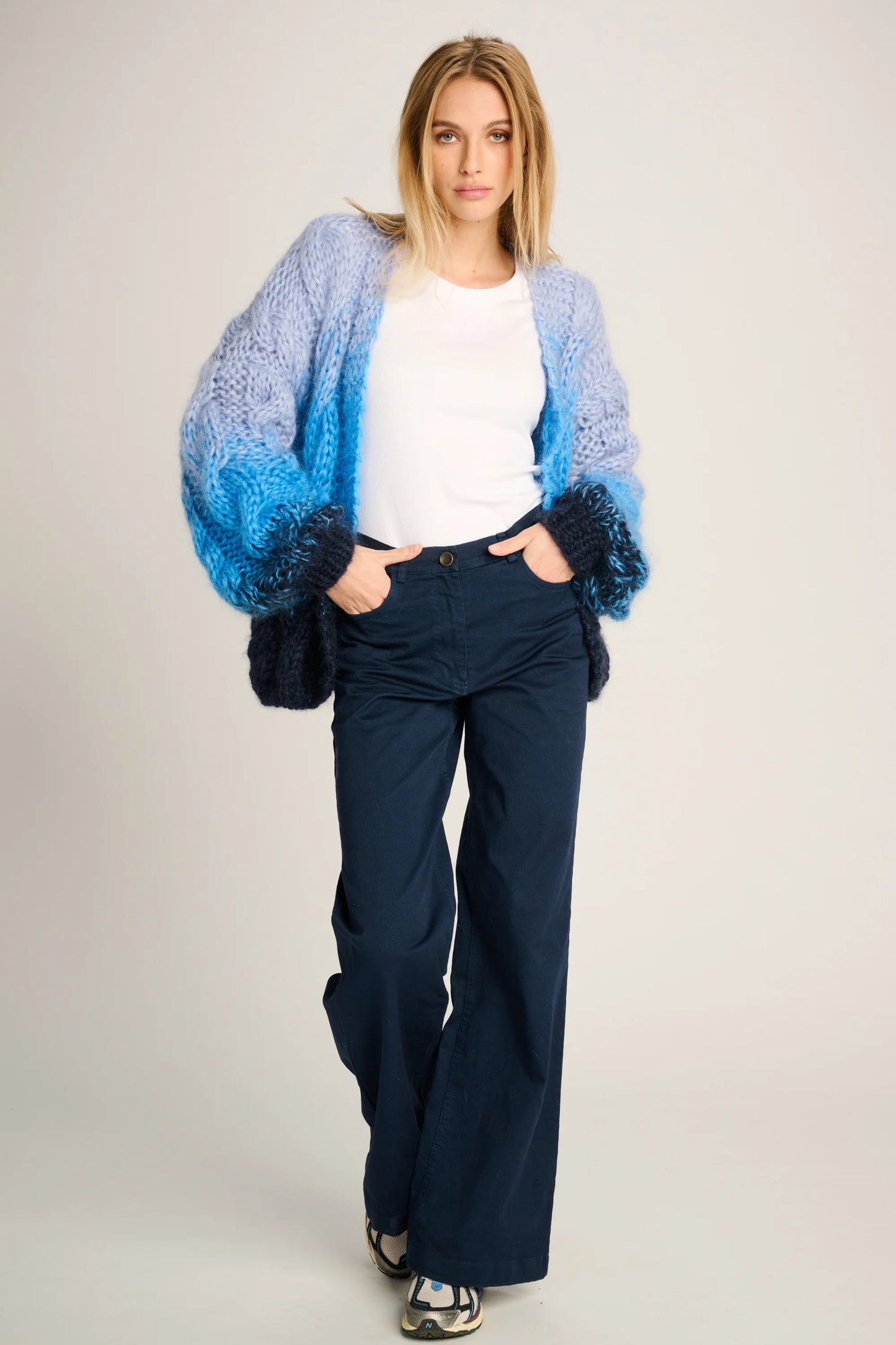 Les Tricots D'o | Amelie Cable Cardigan - Navy / Cobalt Blue / Pastel Blue