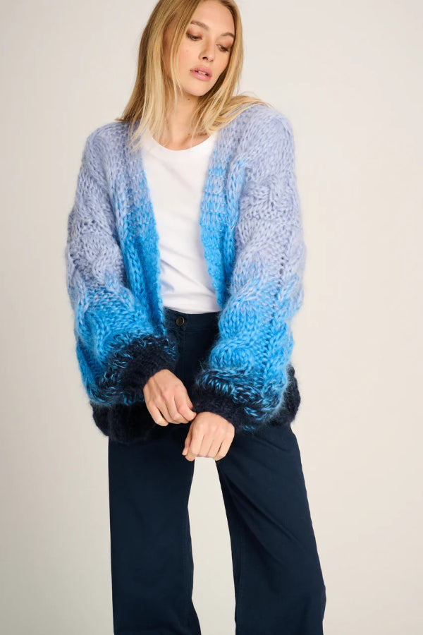 Les Tricots D'o | Amelie Cable Cardigan - Navy / Cobalt Blue / Pastel Blue