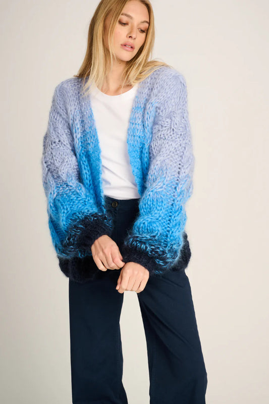 Les Tricots D'o | Amelie Cable Cardigan - Navy / Cobalt Blue / Pastel Blue