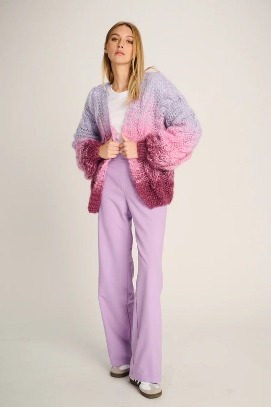 Les Tricots D'o | Amelie Cable Cardigan Short - Degrade Lilac / Pink / Plum