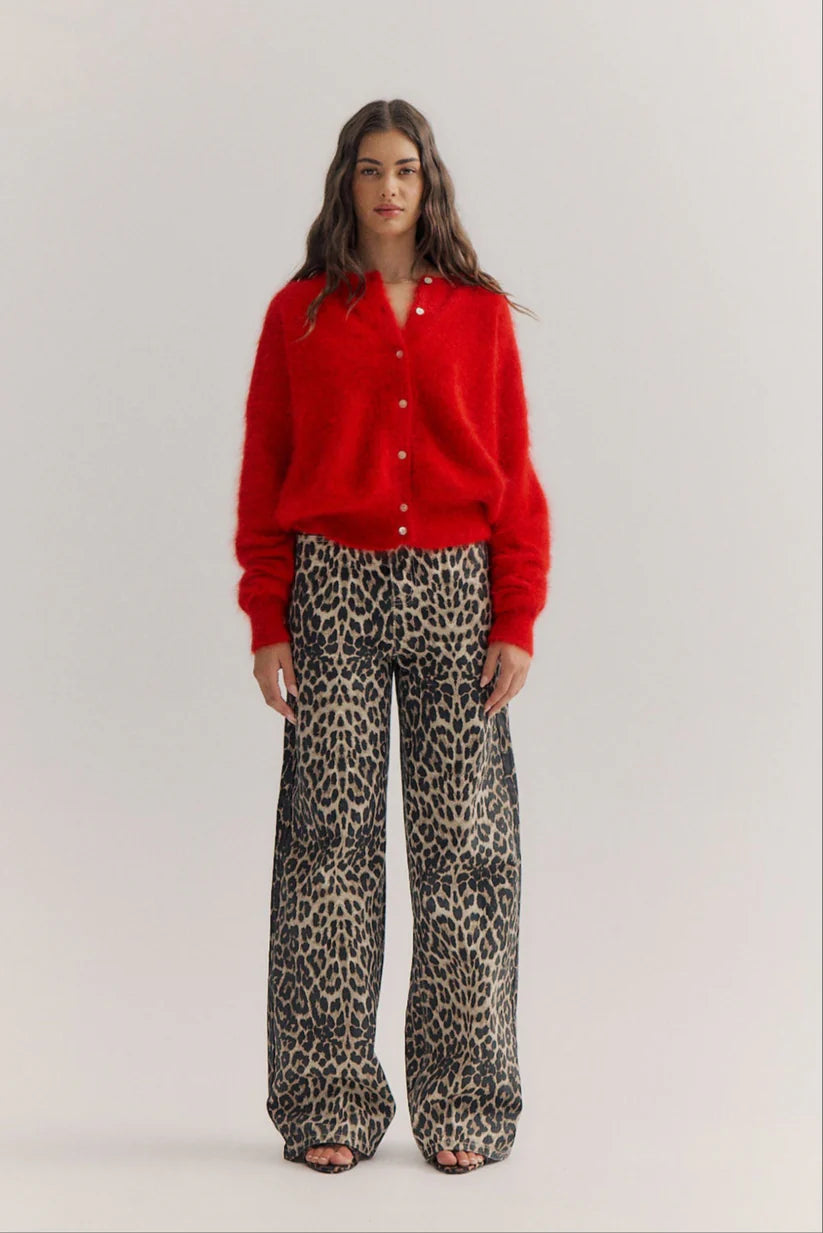 World Of Nomads | Frankie Cashmere Crew Neck Cardigan - Flame