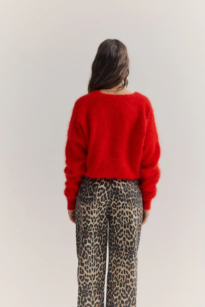 World Of Nomads | Frankie Cashmere Crew Neck Cardigan - Flame