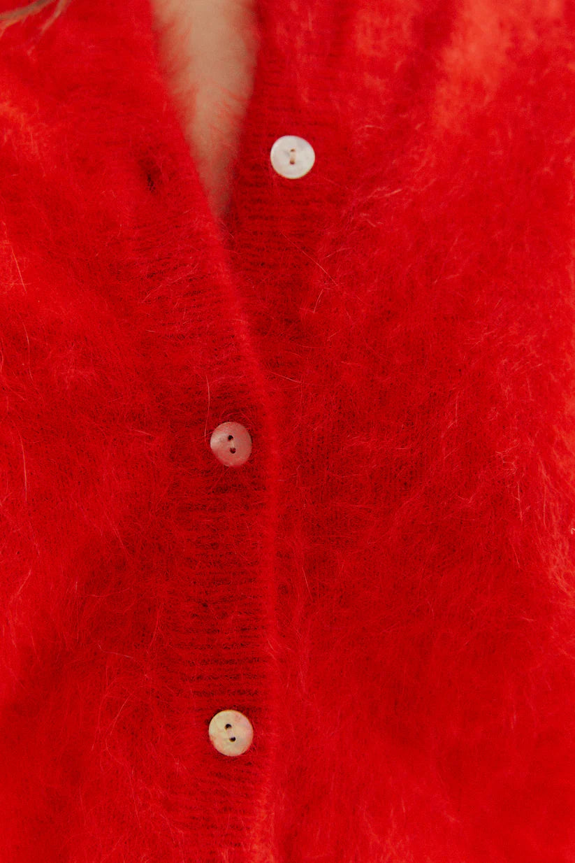 World Of Nomads | Frankie Cashmere Crew Neck Cardigan - Flame