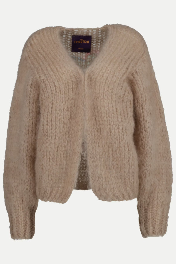 Les Tricots D'o | Charlotte Mohair Cardigan - Beige Bear Grafitti