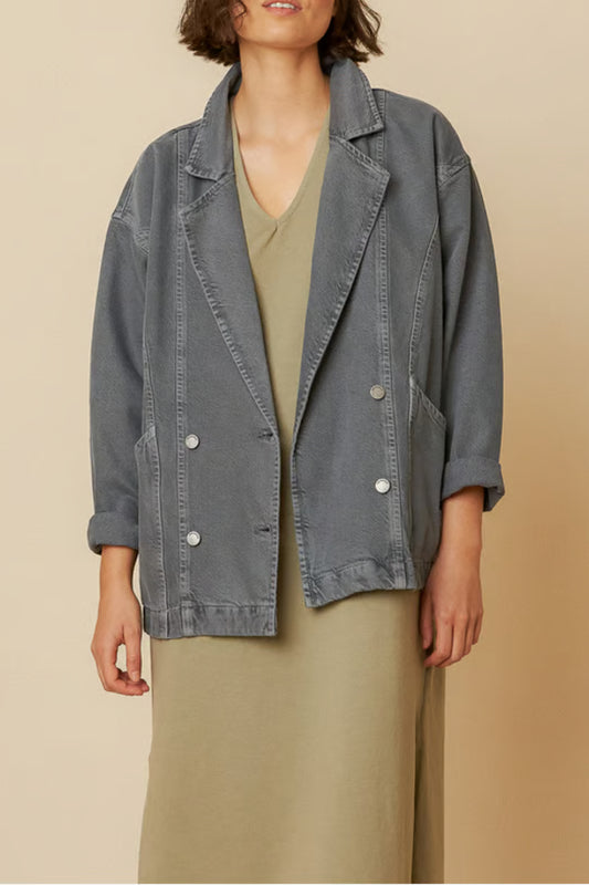 Indi & Cold | Oversized Denim Jacket - Anthracite