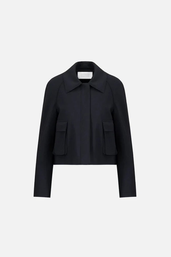 Harris Wharf | Cropped Raglan Scuba Jacket - Black