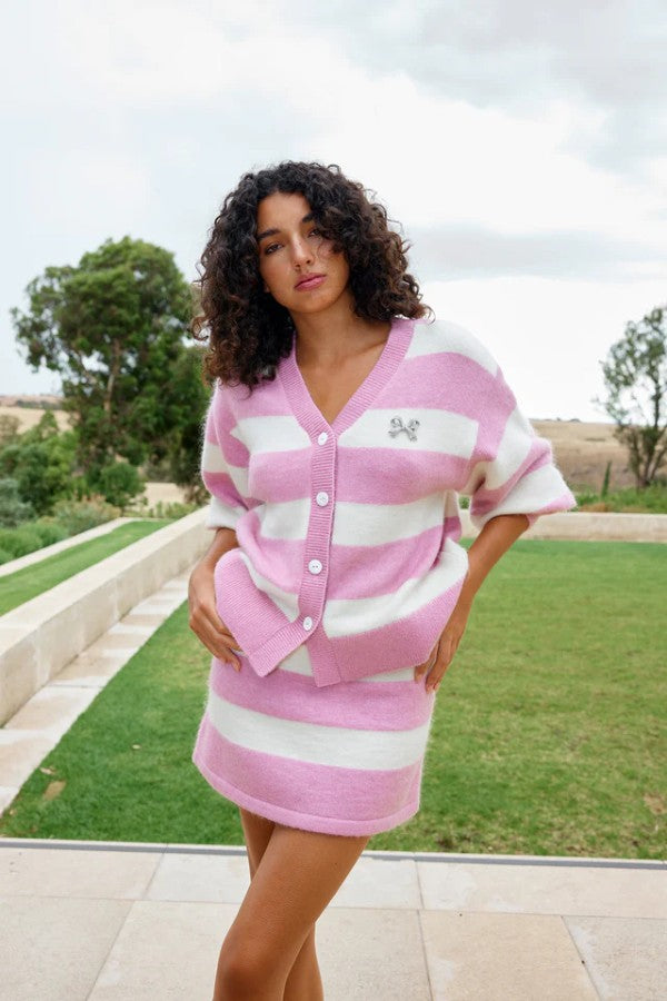 Aston Studio | Agnes Cardi - Peony/Antique Stripe
