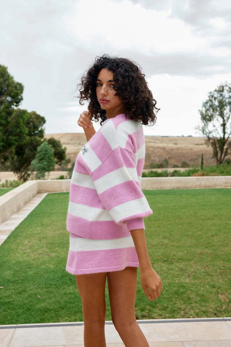 Aston Studio | Agnes Cardi - Peony/Antique Stripe