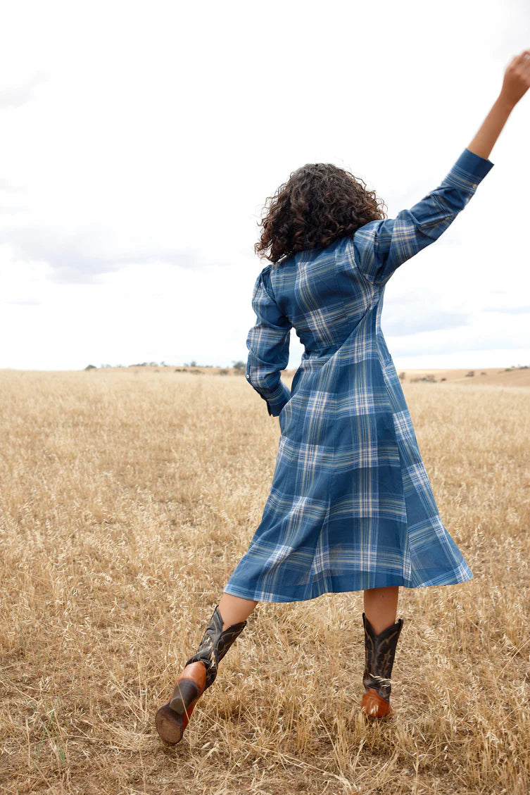Aston Studio | Blaze Dress - Indigo Plaid