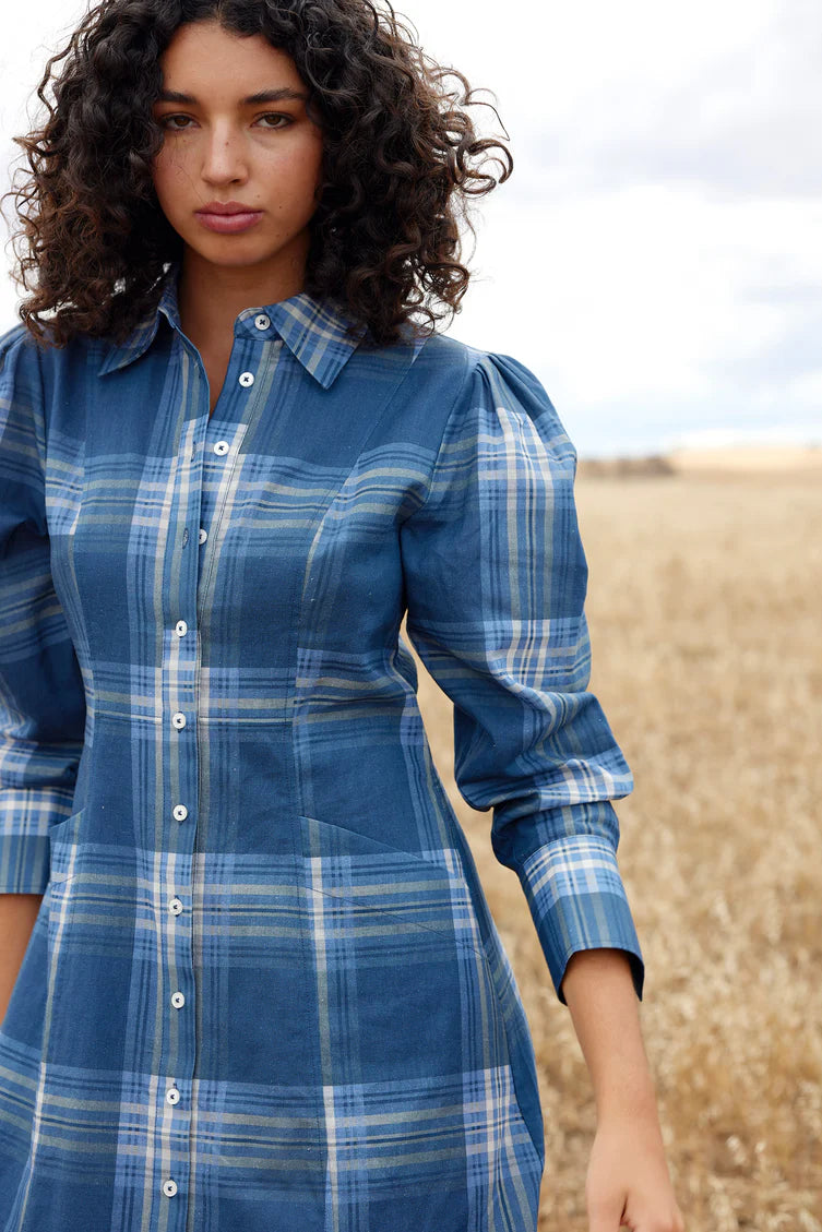 Aston Studio | Blaze Dress - Indigo Plaid