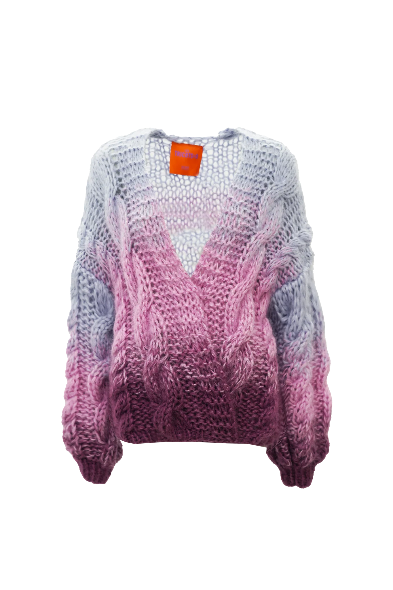 Les Tricots D'o | Amelie Cable Cardigan Short - Degrade Lilac / Pink / Plum