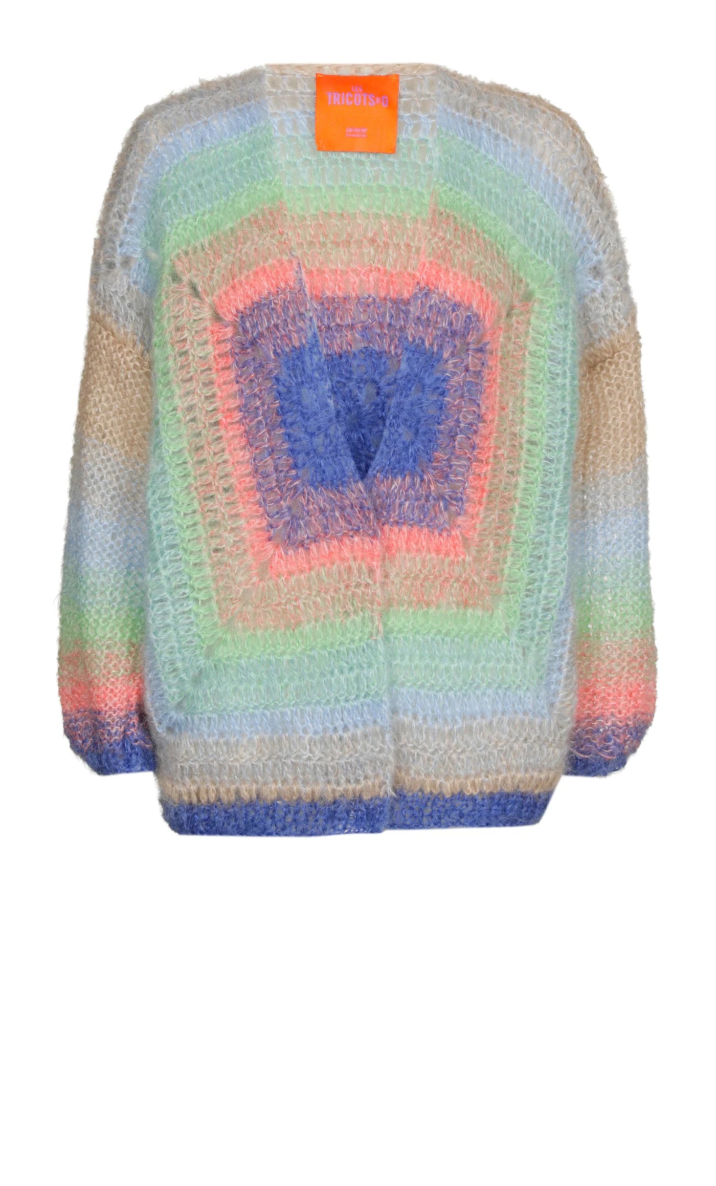 Les Tricots D'o | Ethan Mohair Cardigan Short - Turquoise/Mint/Pink/Sand/Cobalt Square Crochet