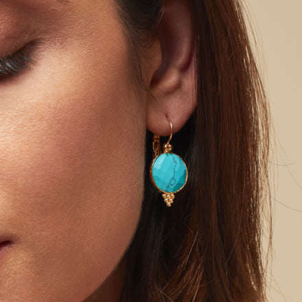 Gas Bijoux | Serti Gold Earrings - Turquoise