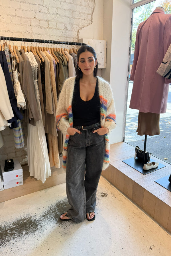 Les Tricots D'o | Ellis Mohair Cardigan Long - Off White/Stripes