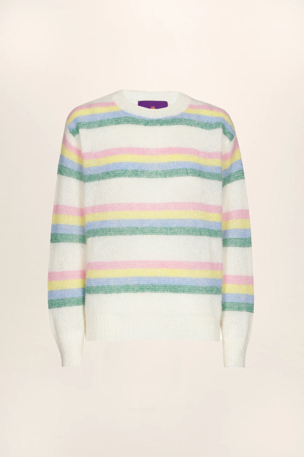 Les Tricots D'o | Deanna Alpaca Pullover - Off White/Multico Stripe