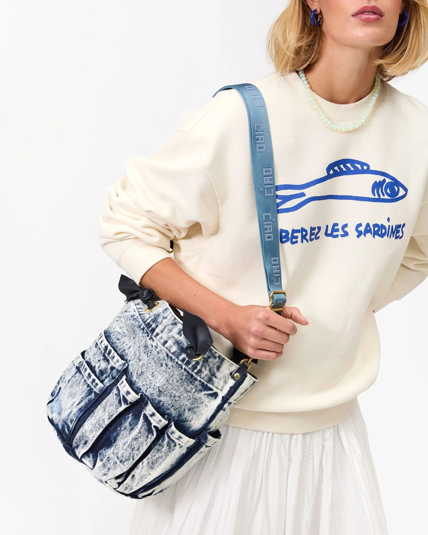 Clare V. | Marine Denim Bag - Acid Wash