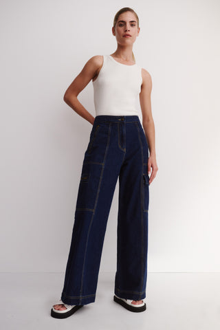 FRAME | Rolled High Rise Wide Leg - Meadow