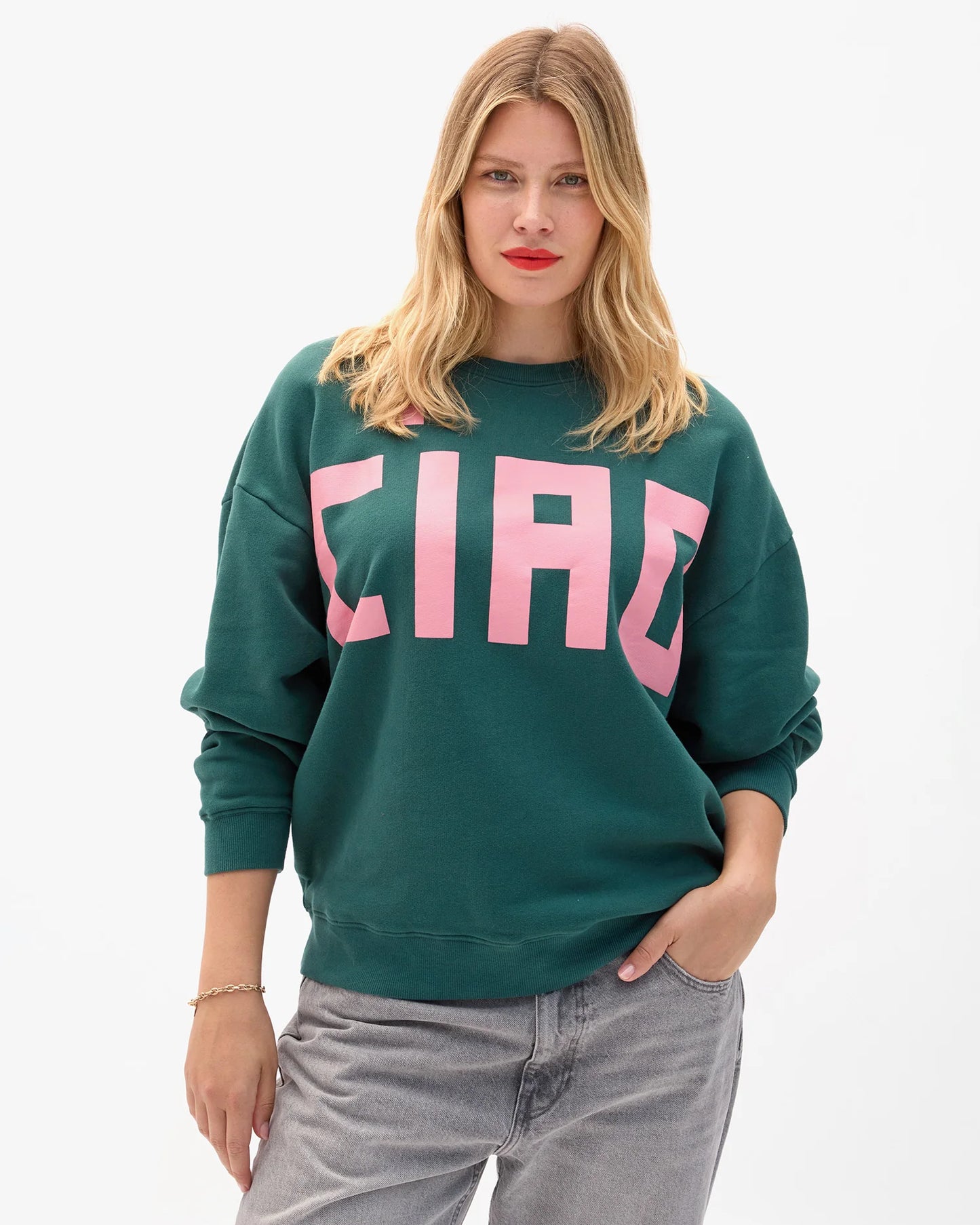 Clare V. | Oversized Sweatshirt Ciao - Deep Pine