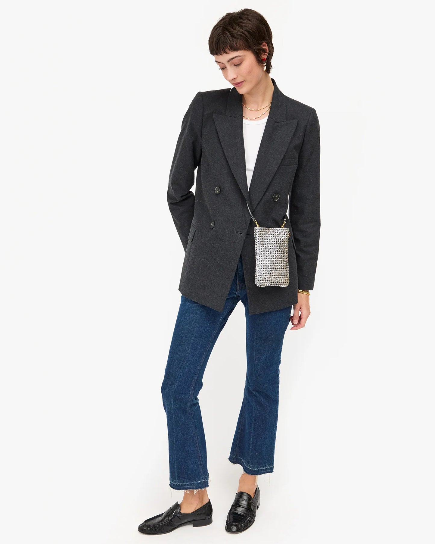 Clare V. | Poche Woven Etoile - Silver