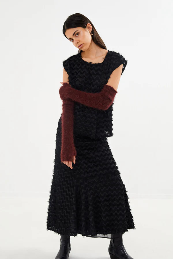 Rabens Saloner | Selija Feathery Skirt - Black