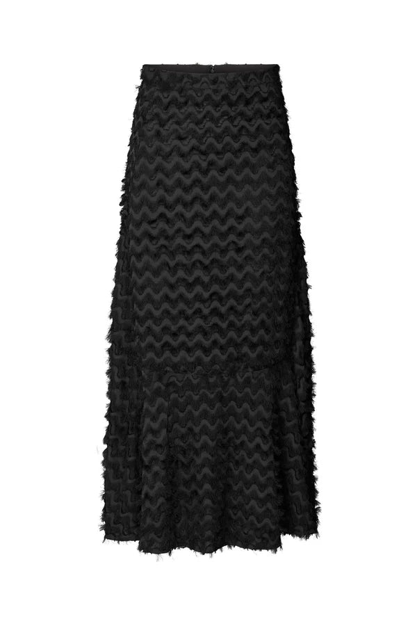 Rabens Saloner | Selija Feathery Skirt - Black