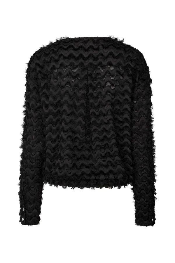 Rabens Saloner | September Feathery Shirt Jacket - Black