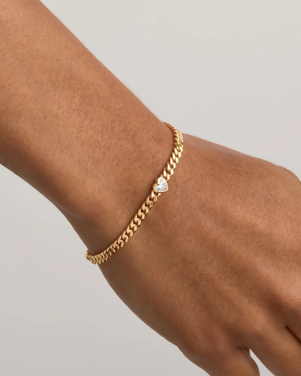 By Charlotte | Radiant Heart Curb Bracelet - Gold