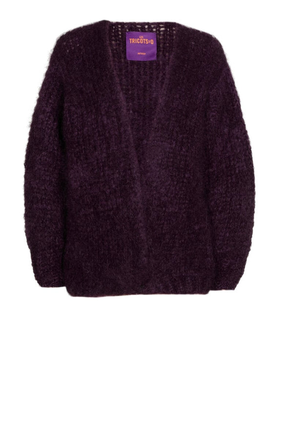Les Tricots D'o | Charlotte Cardigan - Dark Purple Bear Grafitti