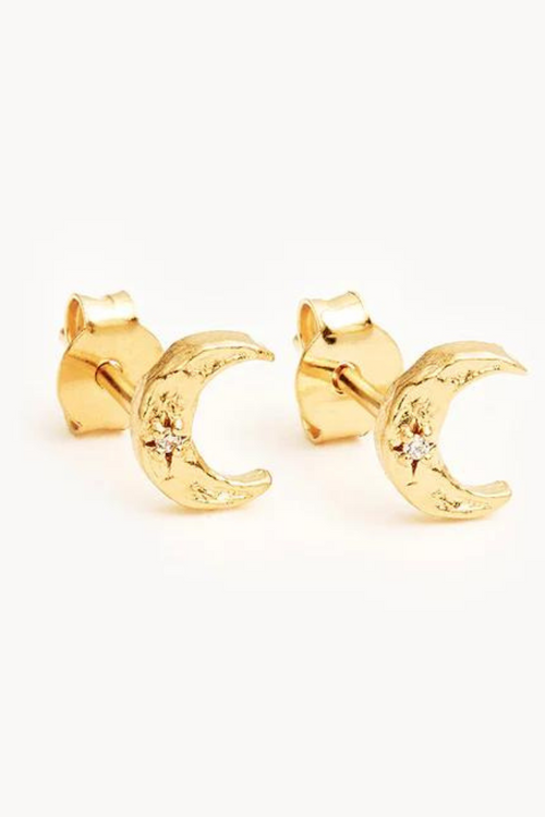 By Charlotte | Waning Crescent Stud Earrings - Gold