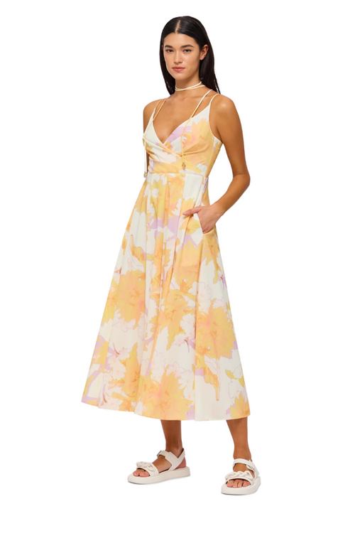 Leo Lin | Lisa Tie Neck Strappy Dress - Jasmine Print in Sun