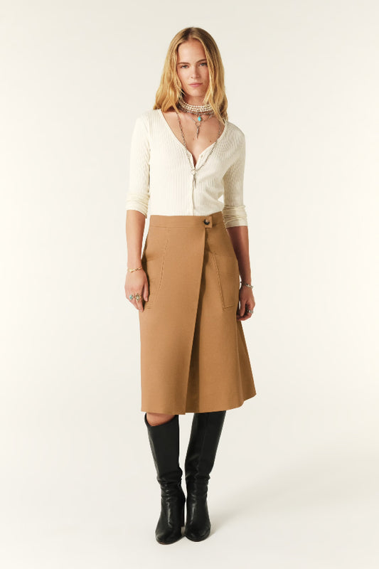 Ba&sh | Bastien Wrapover Midi Skirt - Camel