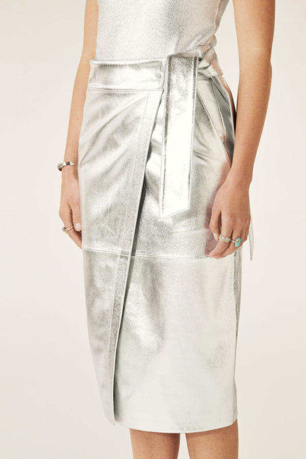 Ba&sh | Faye Midi Skirt - Silver