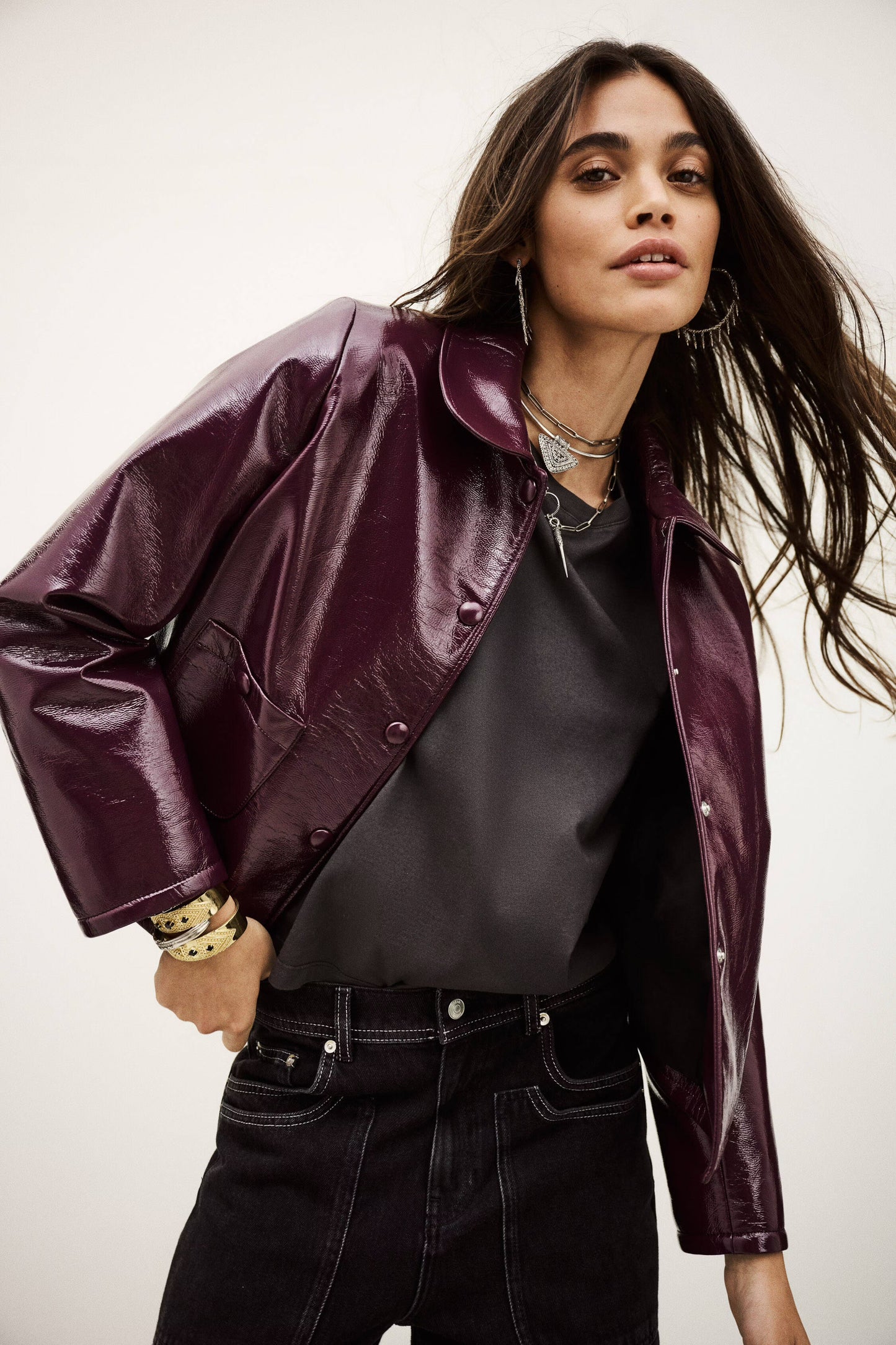 Ba&sh | Meelos Patent Jacket - Bordeaux