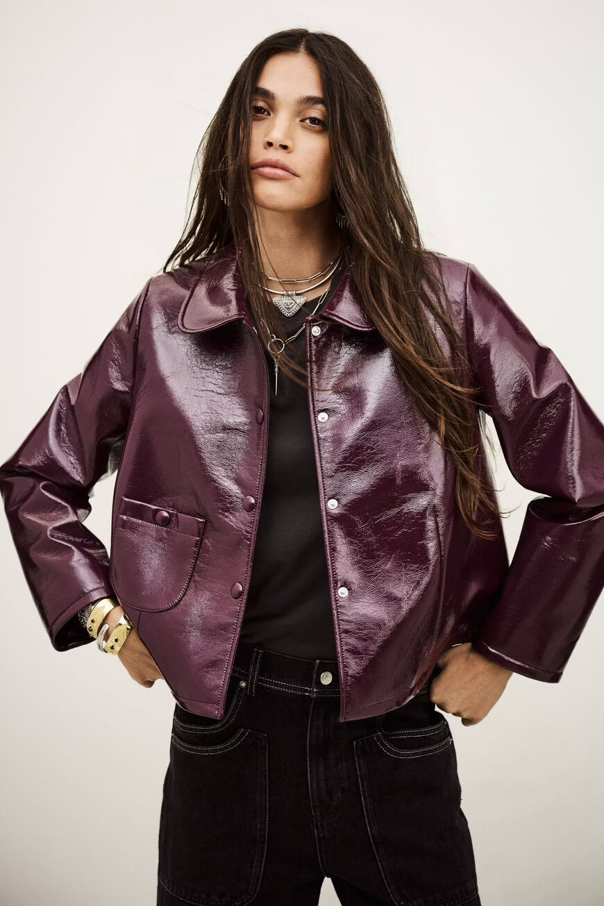 Ba&sh | Meelos Patent Jacket - Bordeaux