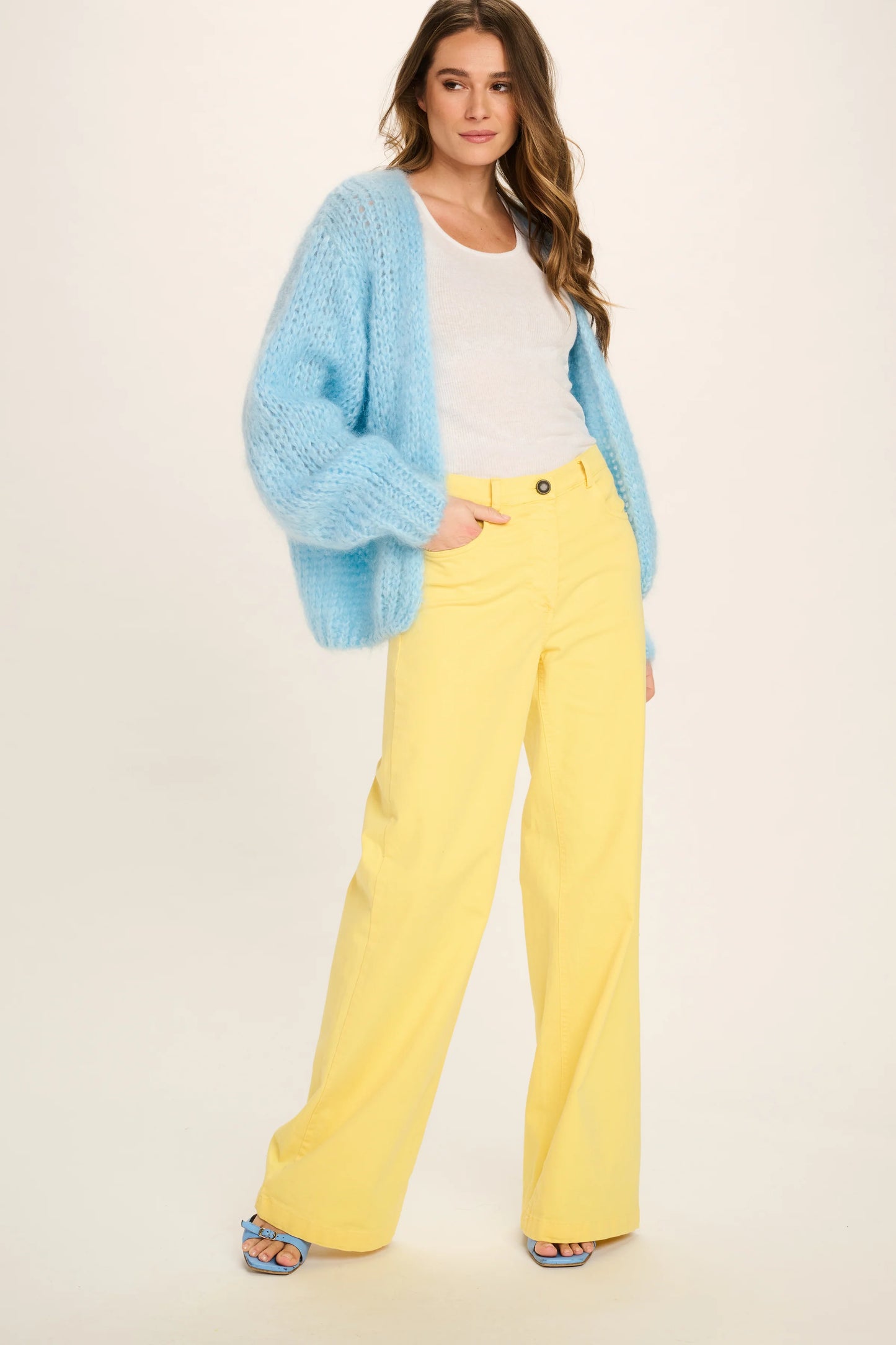 Les Tricots D'o | Charlotte Mohair Cardigan - Sky Blue Love Graffiti
