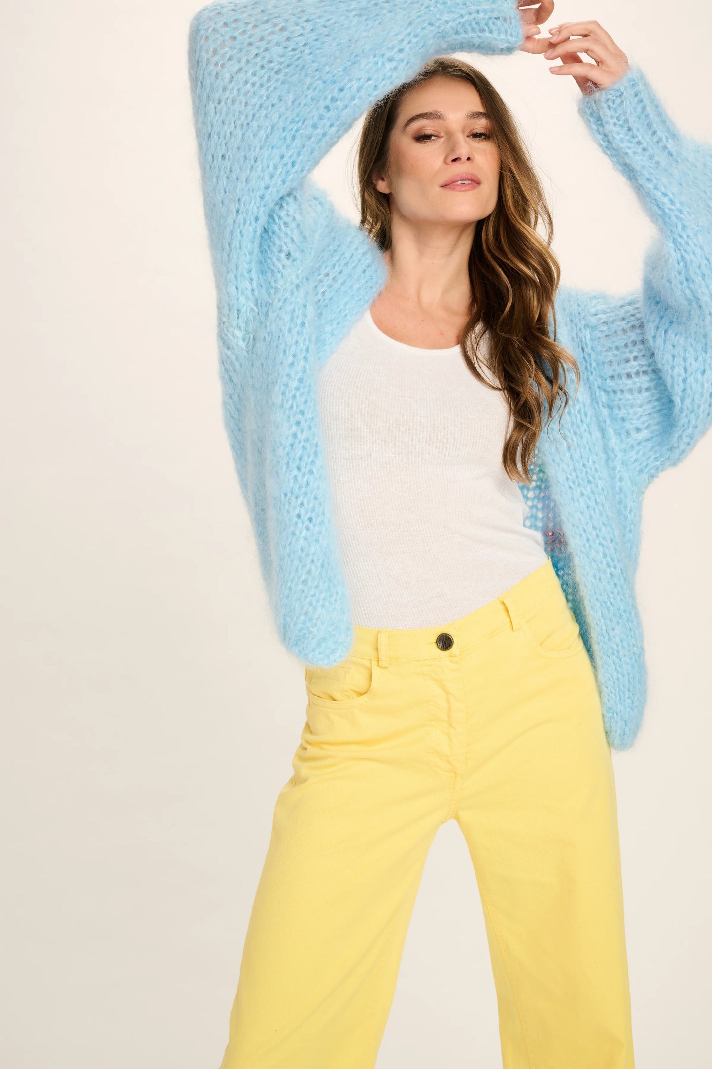 Les Tricots D'o | Charlotte Mohair Cardigan - Sky Blue Love Graffiti