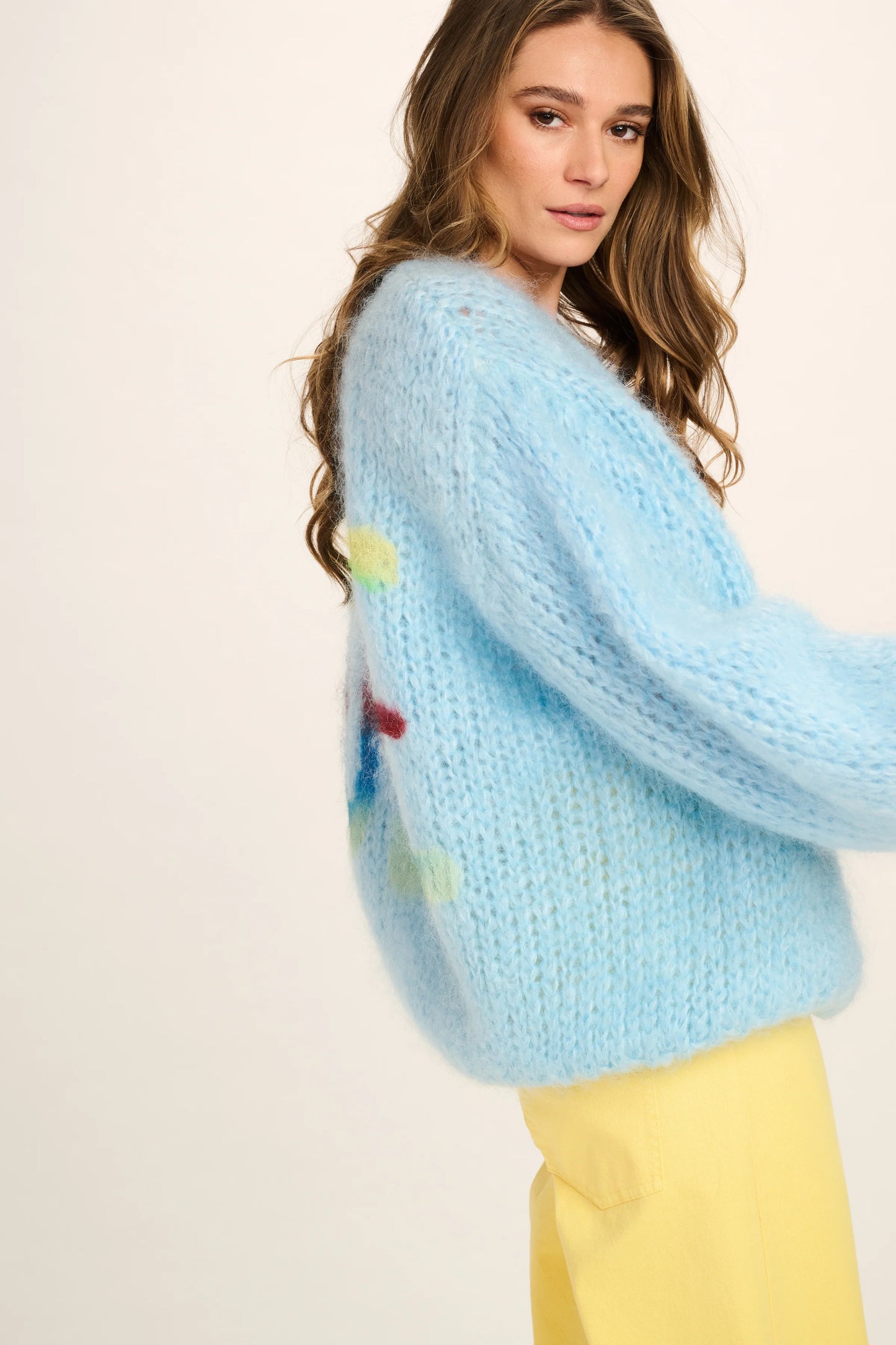 Les Tricots D'o | Charlotte Mohair Cardigan - Sky Blue Love Graffiti
