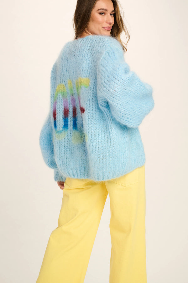 Les Tricots D'o | Charlotte Mohair Cardigan - Sky Blue Love Graffiti