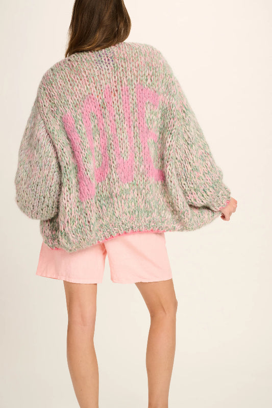 Les Tricots D'o | Logan Alpaca Cardigan - Green Pink Off White/Love Graffiti