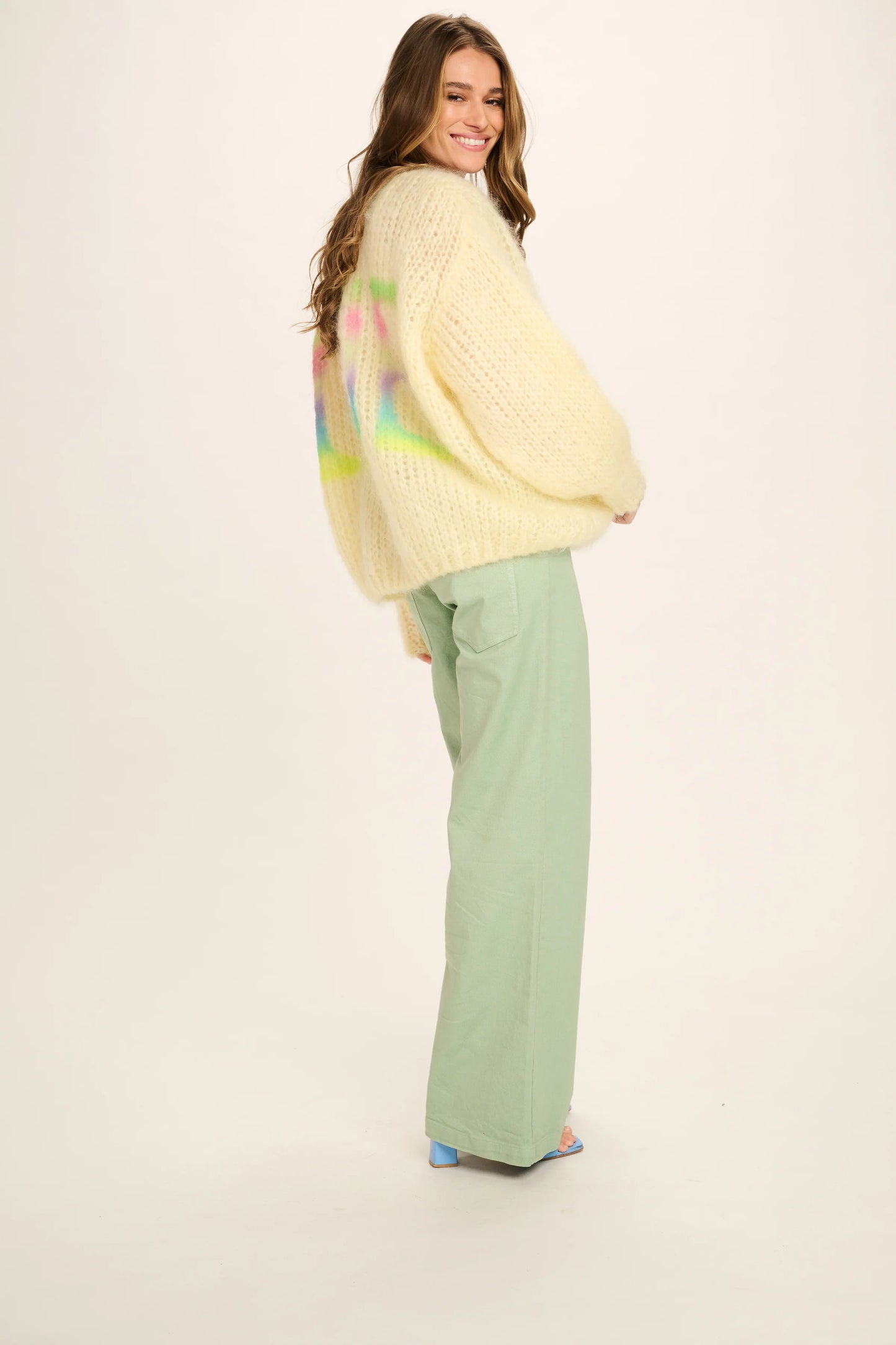 Les Tricots D'o | Charlotte Mohair Cardigan - Pastel Yellow Love Graffiti