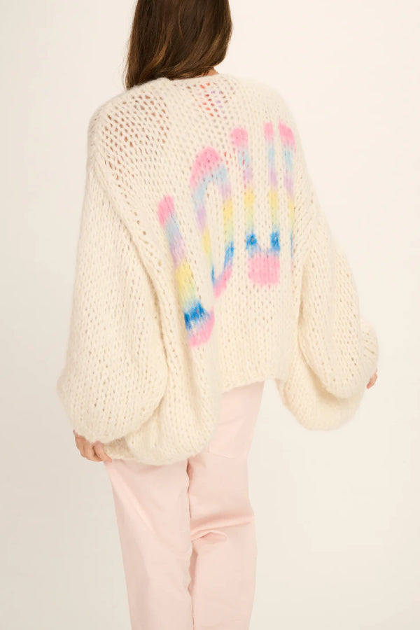 Les Tricots D'o | Charlotte Mohair Cardigan - Off White Love Grafittii