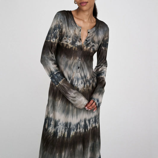 Rabens Saloner | Karin Arizona Long Sleeve Bias Dress - Cement Combo