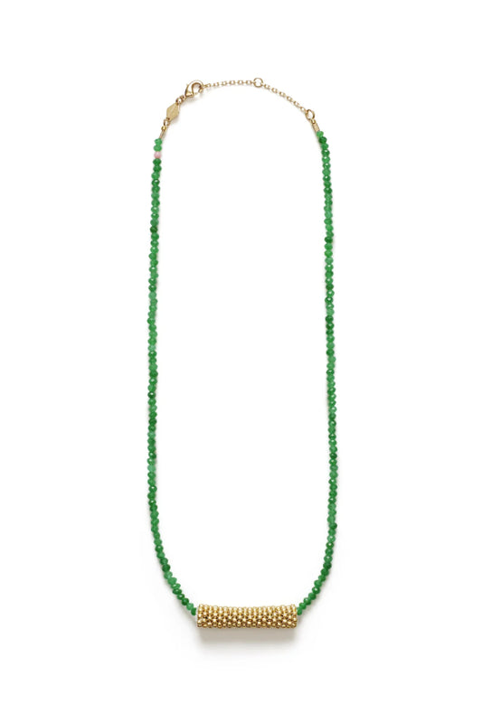 Anni Lu | Tan Line Necklace - Green jade