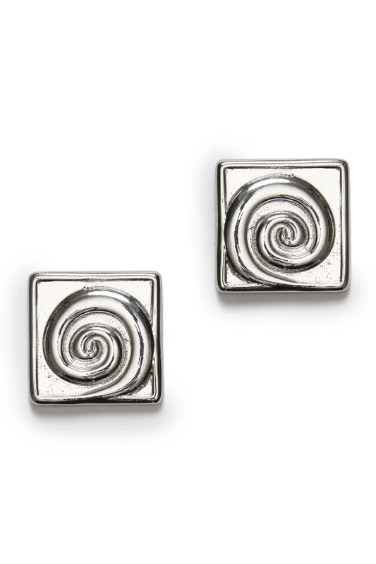 Anni Lu | Swirly Square Earrings - Silver