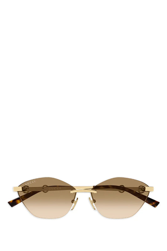 Gucci | Cat Eye Rimless Sunglasses - Gold